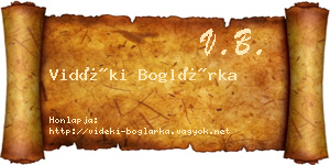 Vidéki Boglárka névjegykártya